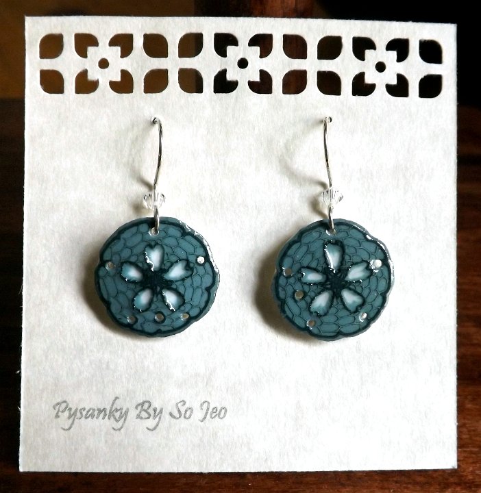 Sand Dollars Etched Emu Egg Pysanky Jewelry by So Jeo